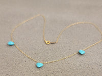 14k yellow gold oval turquoise heart 💙 necklace pendant