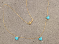 14k yellow gold oval turquoise heart 💙 necklace pendant