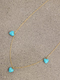 14k yellow gold oval turquoise heart 💙 necklace pendant