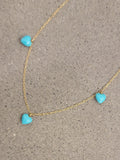 14k yellow gold oval turquoise heart 💙 necklace pendant