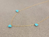 14k yellow gold oval turquoise heart 💙 necklace pendant