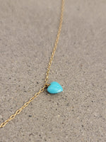 14k yellow gold oval turquoise heart 💙 necklace pendant