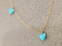 14k yellow gold oval turquoise heart 💙 necklace pendant