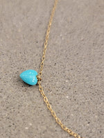 14k yellow gold oval turquoise heart 💙 necklace pendant