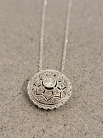 Platinum & 14k white gold Deco diamond slide necklace pendant