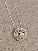 Platinum & 14k white gold Deco diamond slide necklace pendant