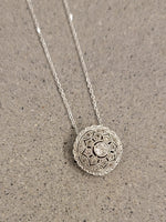 Platinum & 14k white gold Deco diamond slide necklace pendant