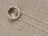 Platinum & 14k white gold Deco diamond slide necklace pendant