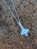 14k gold white gold sapphire & diamond DECO style necklace pendant