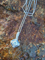 14k gold white gold sapphire & diamond DECO style necklace pendant