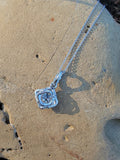 14k gold white gold sapphire & diamond DECO style necklace pendant