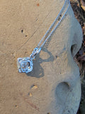 14k gold white gold sapphire & diamond DECO style necklace pendant