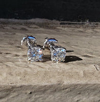 14k white gold diamond studs earrings -  .95tw