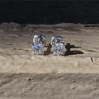 14k white gold diamond studs earrings -  .95tw