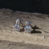 14k white gold diamond studs earrings -  .95tw