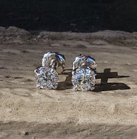 14k white gold diamond studs earrings -  .95tw