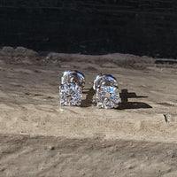 14k white gold diamond studs earrings -  .95tw