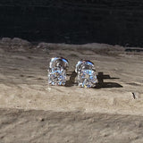 14k white gold diamond studs earrings -  .95tw