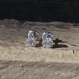 14k white gold diamond studs earrings -  .95tw