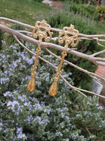 14k gold diamond estate floral earrings