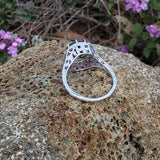 Platinum Art Deco Garnet filigree Ring