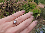15ct  gold Victorian halo Ruby & Pearl ring