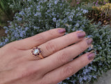 15ct  gold Victorian halo Ruby & Pearl ring