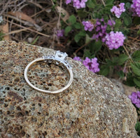 14k gold two tone old mine cut diamond antique estate ring - apx .95ct tw
