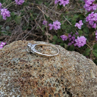 14k gold two tone old mine cut diamond antique estate ring - apx .95ct tw