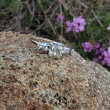 14k gold two tone old mine cut diamond antique estate ring - apx .95ct tw