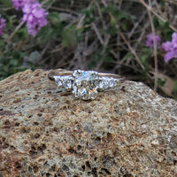 14k gold two tone old mine cut diamond antique estate ring - apx .95ct tw