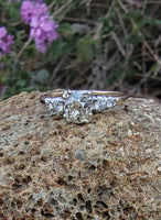 14k gold two tone old mine cut diamond antique estate ring - apx .95ct tw