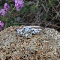 14k gold two tone old mine cut diamond antique estate ring - apx .95ct tw
