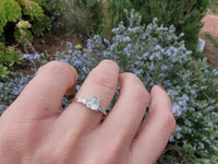 14k gold two tone old mine cut diamond antique estate ring - apx .95ct tw