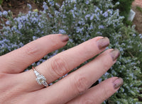 14k gold two tone old mine cut diamond antique estate ring - apx .95ct tw