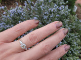 14k gold two tone old mine cut diamond antique estate ring - apx .95ct tw