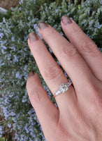 14k gold two tone old mine cut diamond antique estate ring - apx .95ct tw