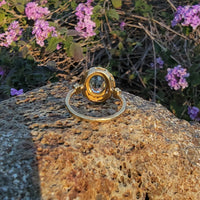 14k gold Edwardian flower floral oval aquamarine ring