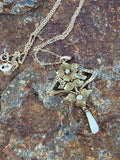 14k gold Victorian seed pearl floral drop necklace pendant lavaliere
