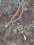 14k gold Victorian seed pearl floral drop necklace pendant lavaliere