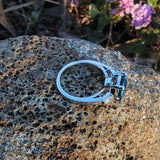 platinum blue zircon & pear cut diamond estate ring