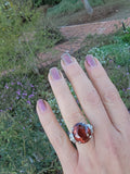 Platinum pink tourmaline & diamond estate cocktail ring