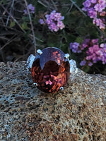 Platinum pink tourmaline & diamond estate cocktail ring