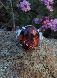 Platinum pink tourmaline & diamond estate cocktail ring