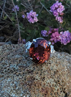 Platinum pink tourmaline & diamond estate cocktail ring