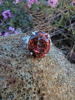 Platinum pink tourmaline & diamond estate cocktail ring