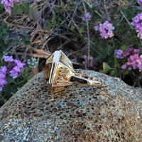 18k gold Smokey quartz HUGE vintage cocktail ring