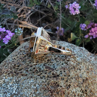 18k gold Smokey quartz HUGE vintage cocktail ring