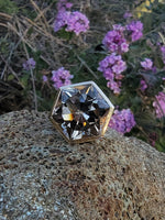 18k gold Smokey quartz HUGE vintage cocktail ring