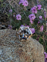 18k gold Smokey quartz HUGE vintage cocktail ring